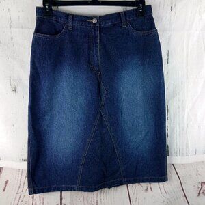 John Baner Outdoor Women's Size 12 Denim Blue A-Pencil Jeans Skirt 32x26